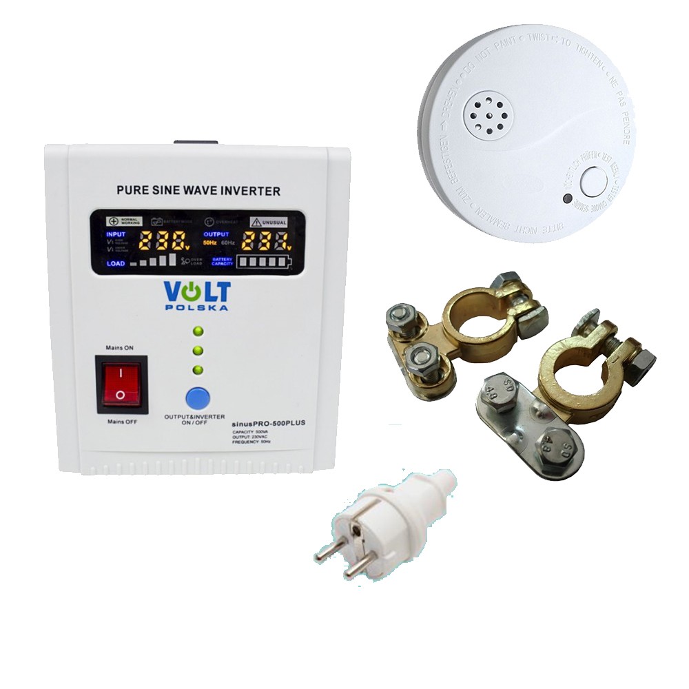 SET UPS VOLT Polska SInus PRO 500 VA 350W Sursa tensiune centrala termica cu baterie externa SET-SINUS-PRO-500E 9377-defaultCombination - imagine 11